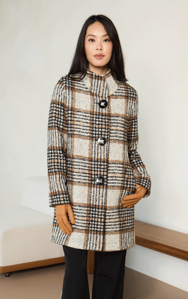 Barrington's- Big Button Plaid Coat - Barrington's