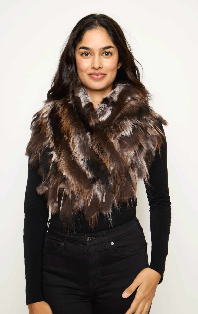 Furlux- Fringed Fur Cowl Neck Scarf - Barrington's