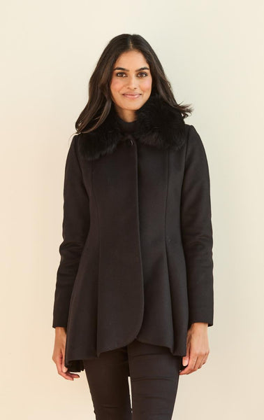 Fitted Flare Jacket with Detachable Fur Collar - Barrington's