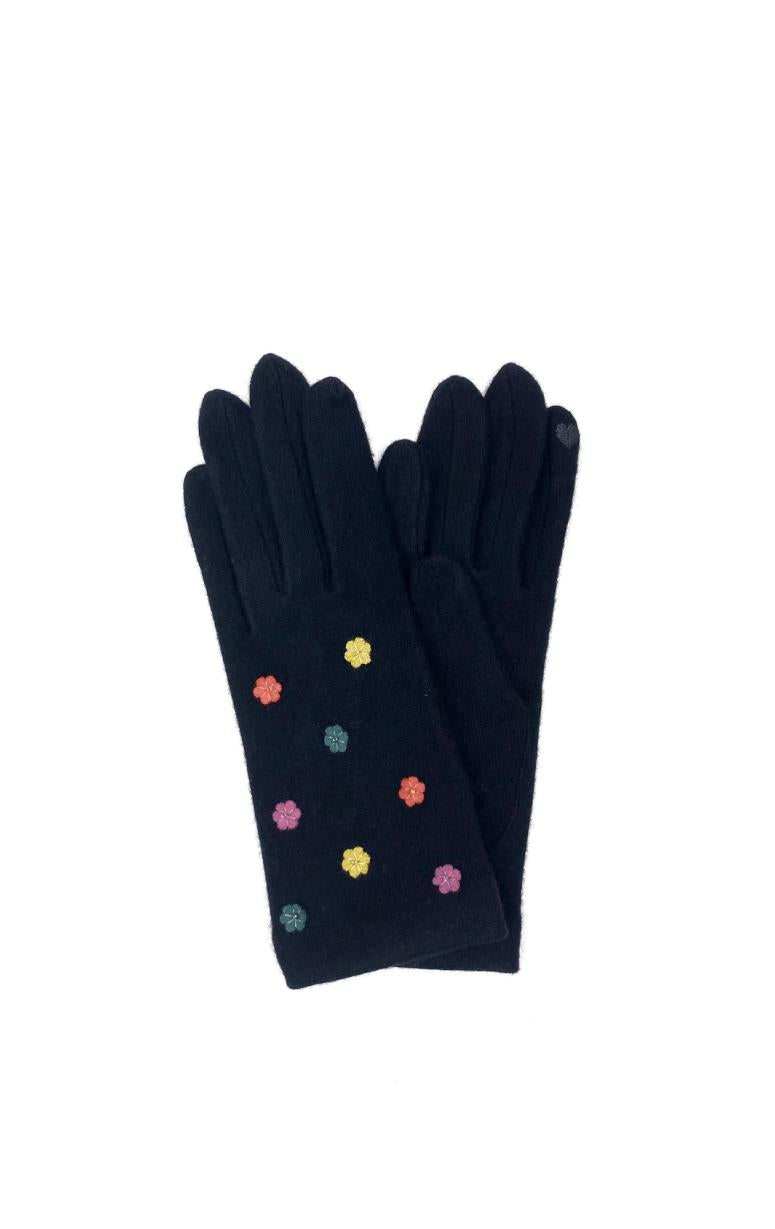 One Size Wool Gloves - Floral Applique - Barrington's