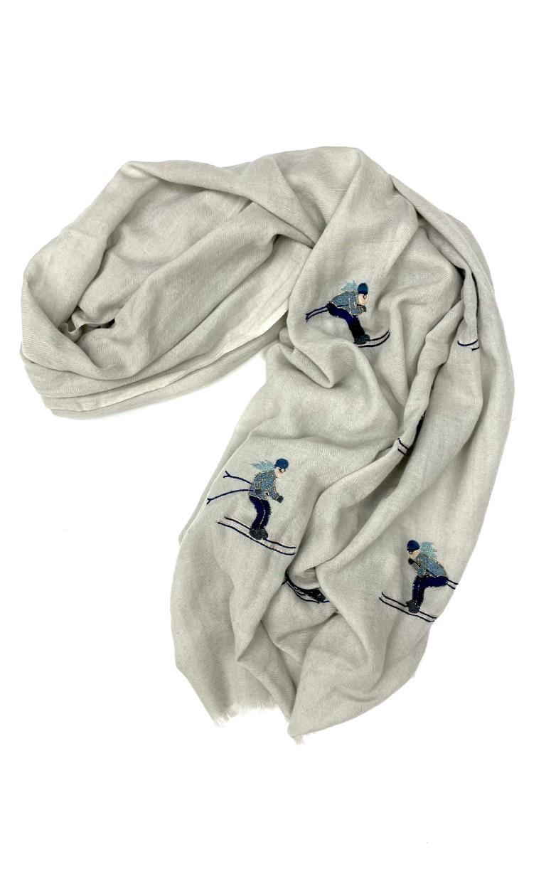 Citris- Embroidered and Hand Beaded Applique Scarf - Barrington's
