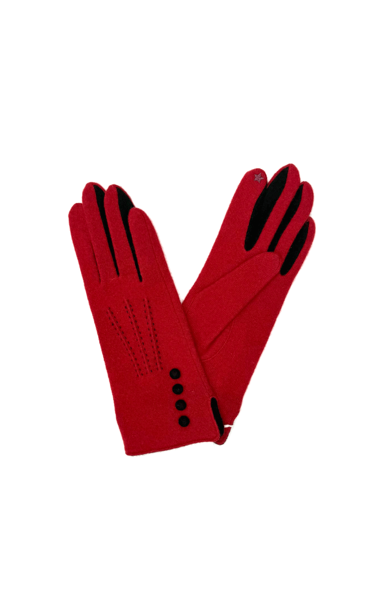 One Size Wool Gloves - Top Stitch With Buttons - Barrington's