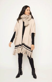 White & Warren- Cashmere Fringed Poncho - Barrington's
