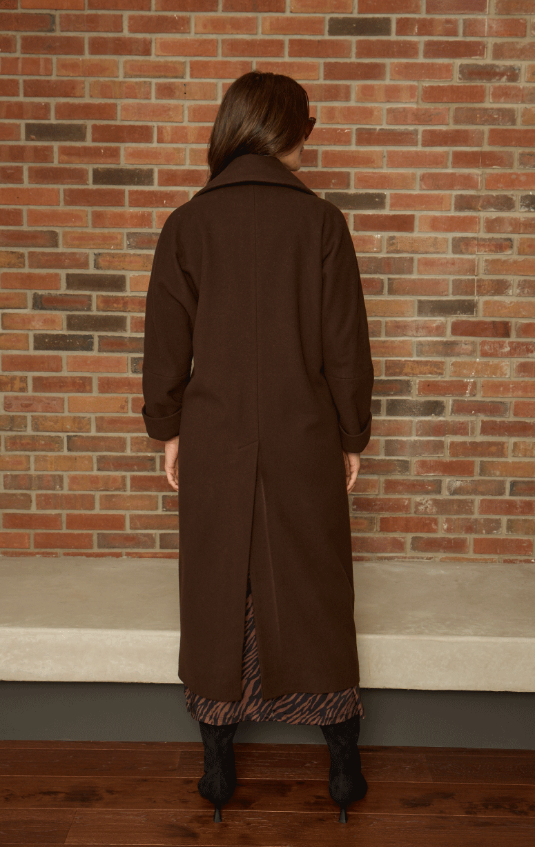 HISO- Double Breasted Wool Coat with Kimono Sleeve