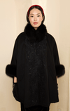 Cape with Fox Collar and Lace Sequin Front