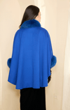 Royal Blue Fox Trim Cape with Ties
