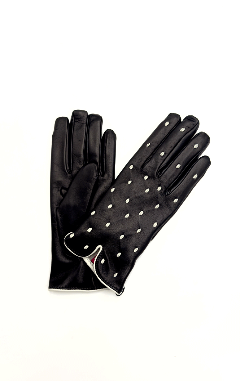 Caradei- Leather Gloves with Dot Detail