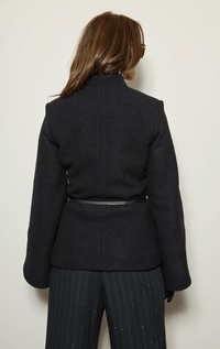 HISO- 3/4 Belted Jacket with Lantern Sleeve
