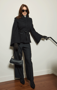 HISO- 3/4 Belted Jacket with Lantern Sleeve