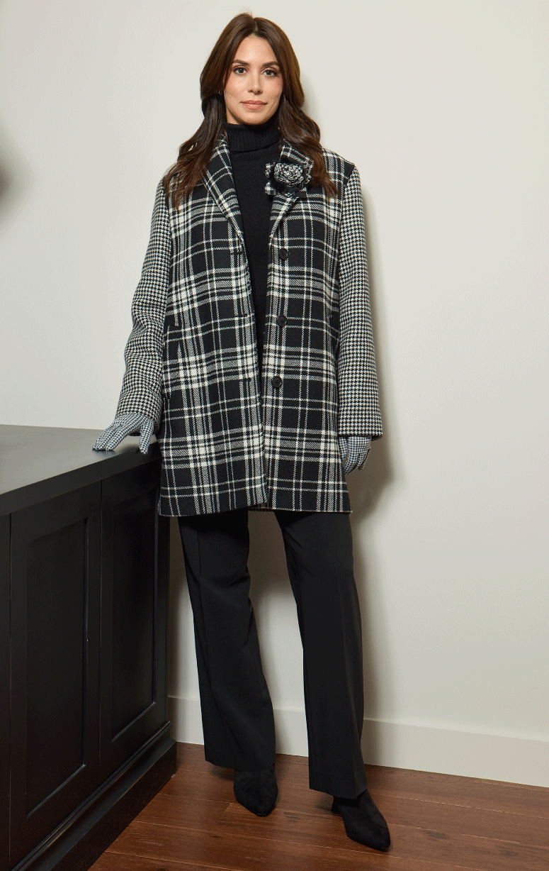Barrington's- Plaid & Houndstooth Wool Coat