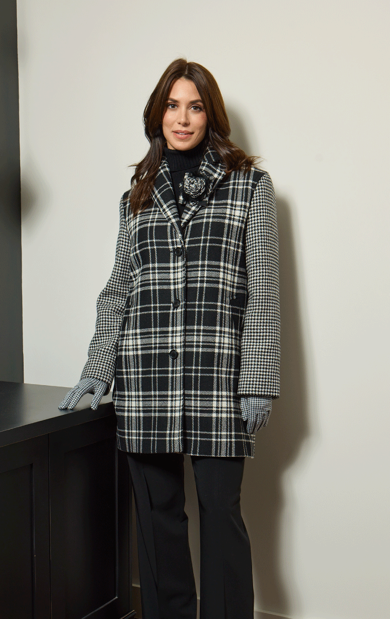 Barrington's- Plaid & Houndstooth Wool Coat