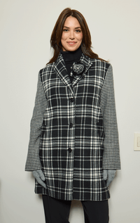 Barrington's- Plaid & Houndstooth Wool Coat