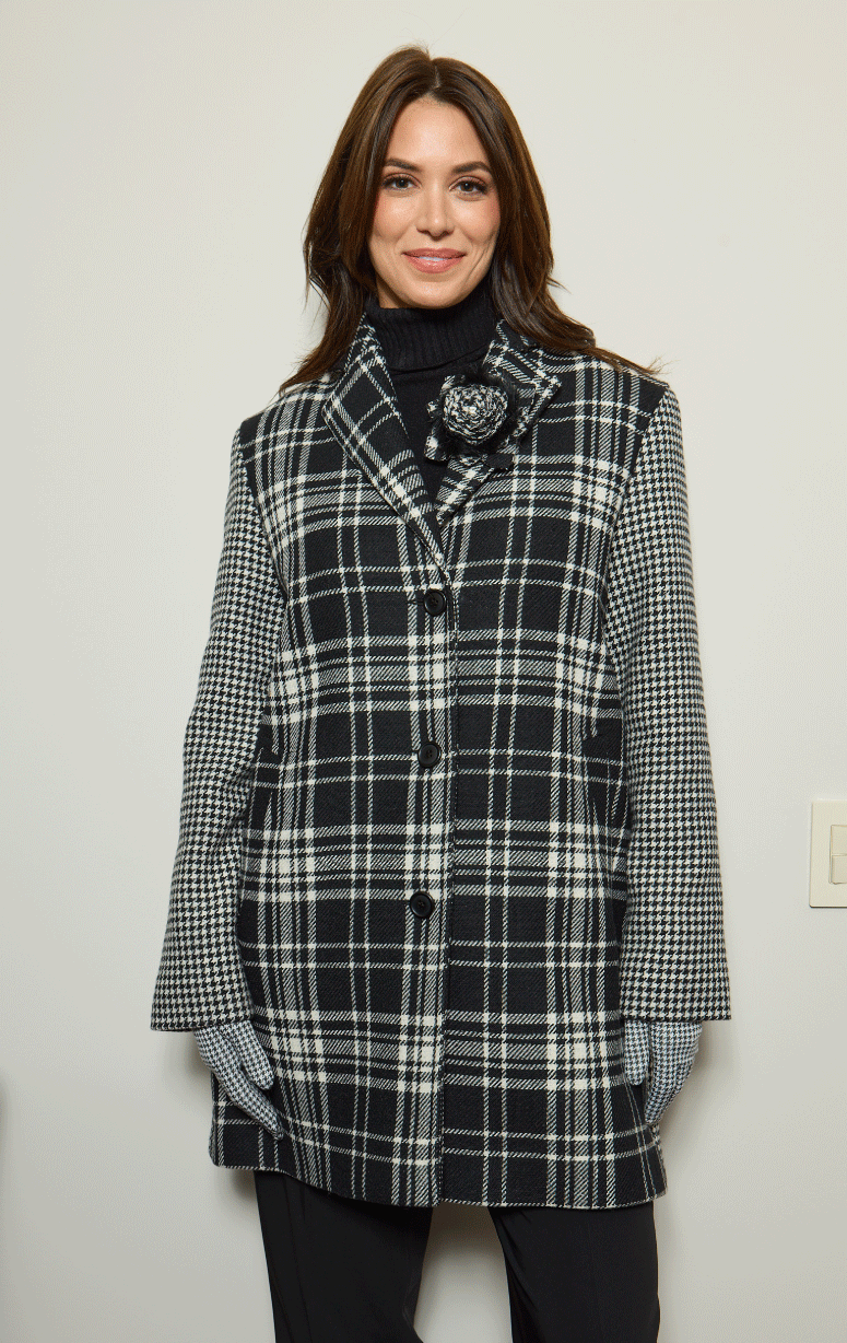 Barrington's- Plaid & Houndstooth Wool Coat