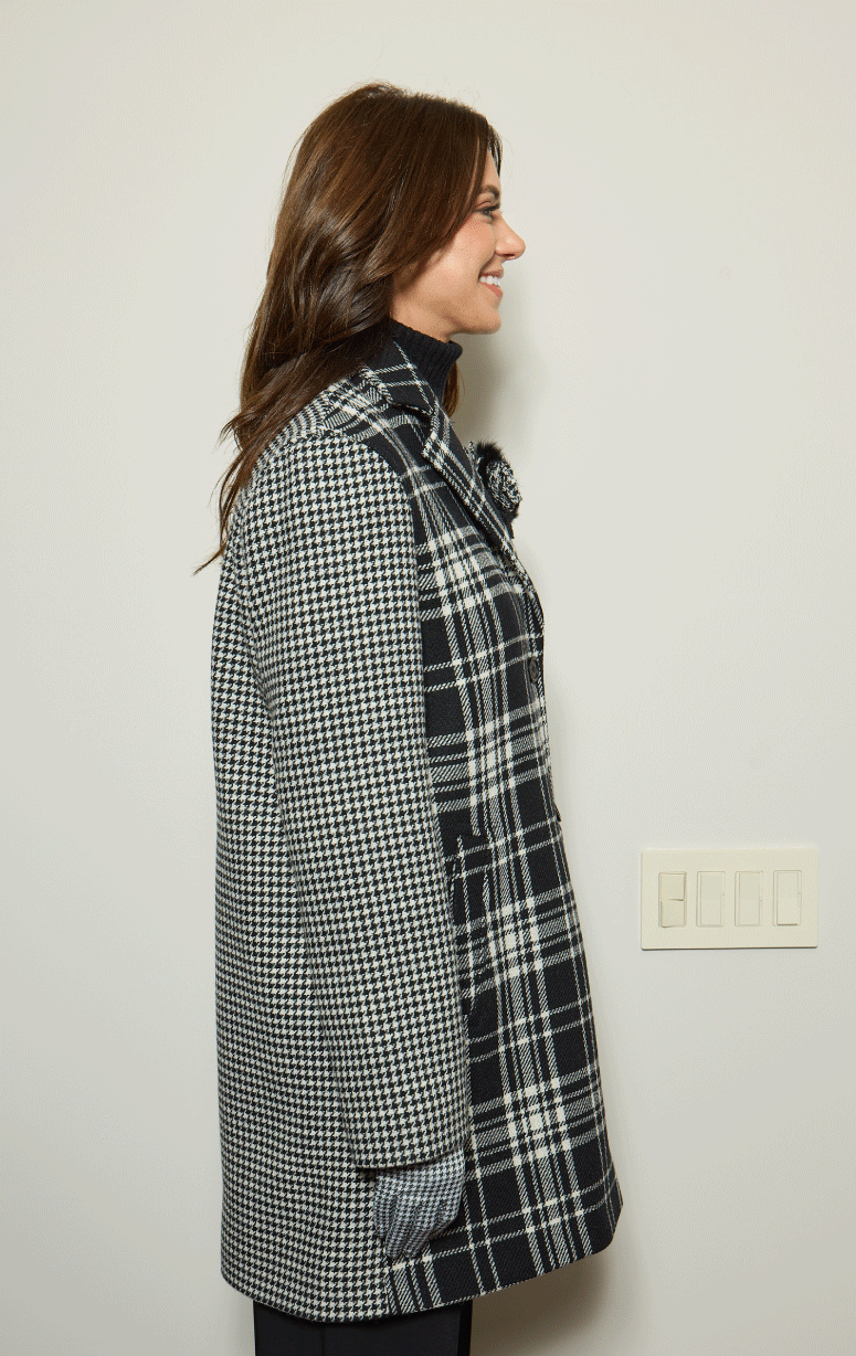 Barrington's- Plaid & Houndstooth Wool Coat
