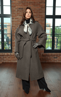 HISO- Boiled Wool Coat with Bell Sleeve