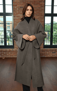 HISO- Boiled Wool Coat with Bell Sleeve