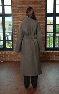 HISO- Boiled Wool Coat with Bell Sleeve