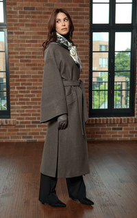 HISO- Boiled Wool Coat with Bell Sleeve
