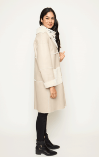 Be Florence- Shearling Coat with Grid Pattern