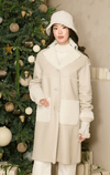 Be Florence- Shearling Coat with Grid Pattern