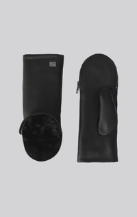 Leather Convertable Mitt with Zip