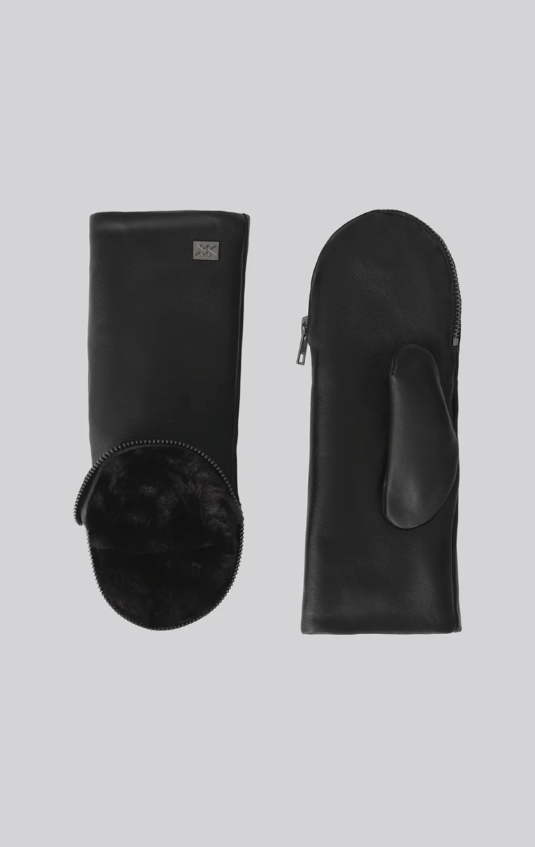 Leather Convertable Mitt with Zip