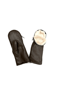 Leather Convertable Mitt with Zip