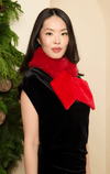 Fox Trim Scarf with Plush Loop Detail