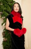 Fox Trim Scarf with Plush Loop Detail