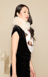 Fox Fur Collar with Satin Scarf