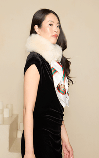 Fox Fur Collar with Satin Scarf