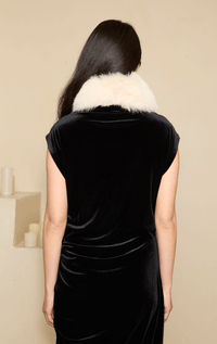 Fox Fur Collar with Satin Scarf
