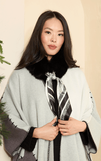 Fox Fur Collar with Satin Scarf