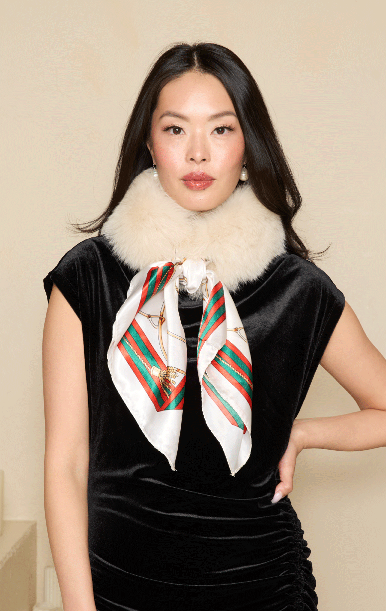 Fox Fur Collar with Satin Scarf - Barrington's