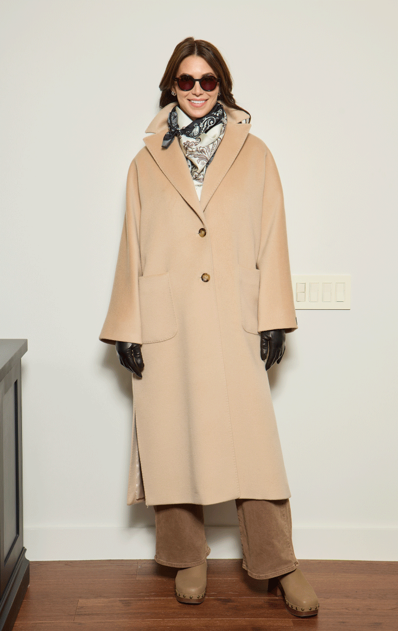 Cinzia Rocca- Long Wool Coat with Pic Stitch