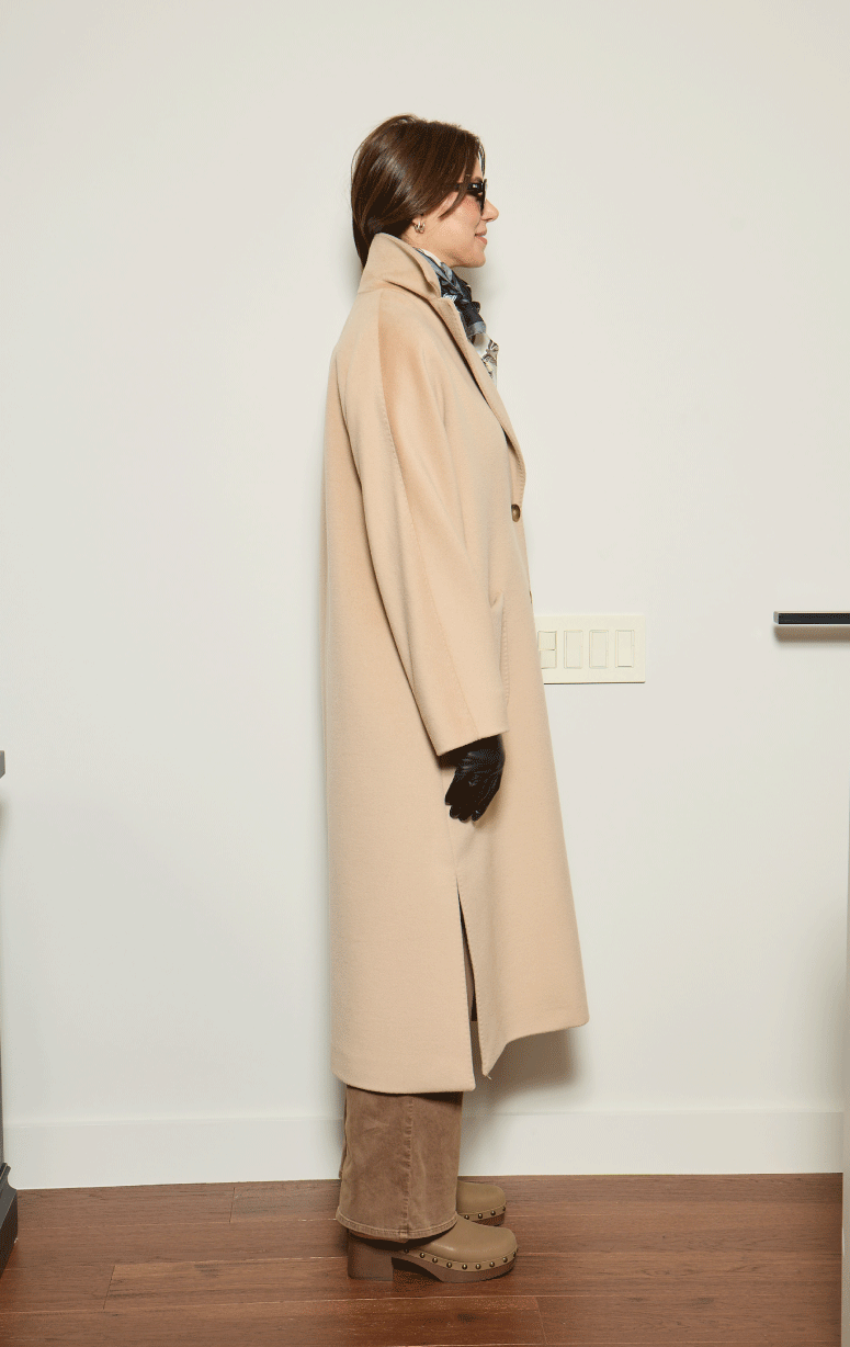 Cinzia Rocca- Long Wool Coat with Pic Stitch
