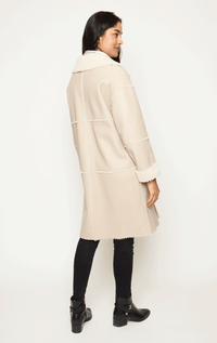Be Florence- Shearling Coat with Grid Pattern