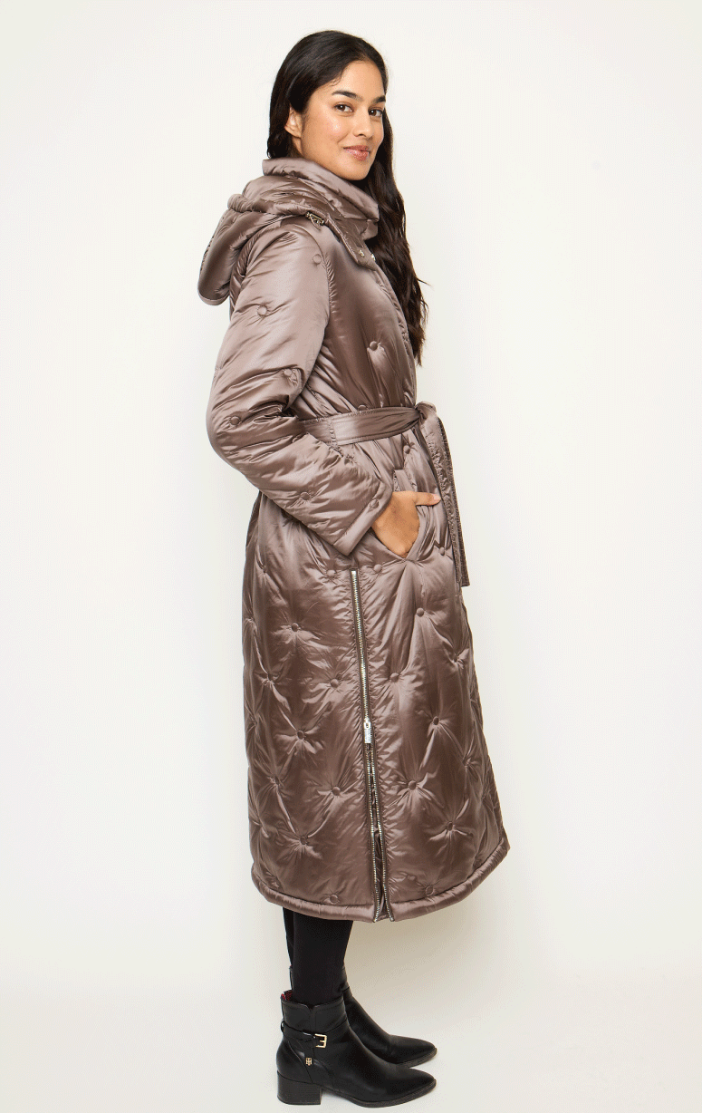 Be Florence- Coat with Dot Detail and Belt