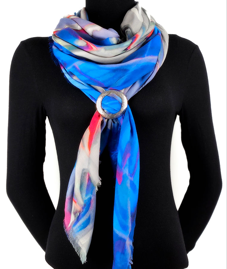 Lolili Scarf Buckle Pewter - Hammered - Barrington's