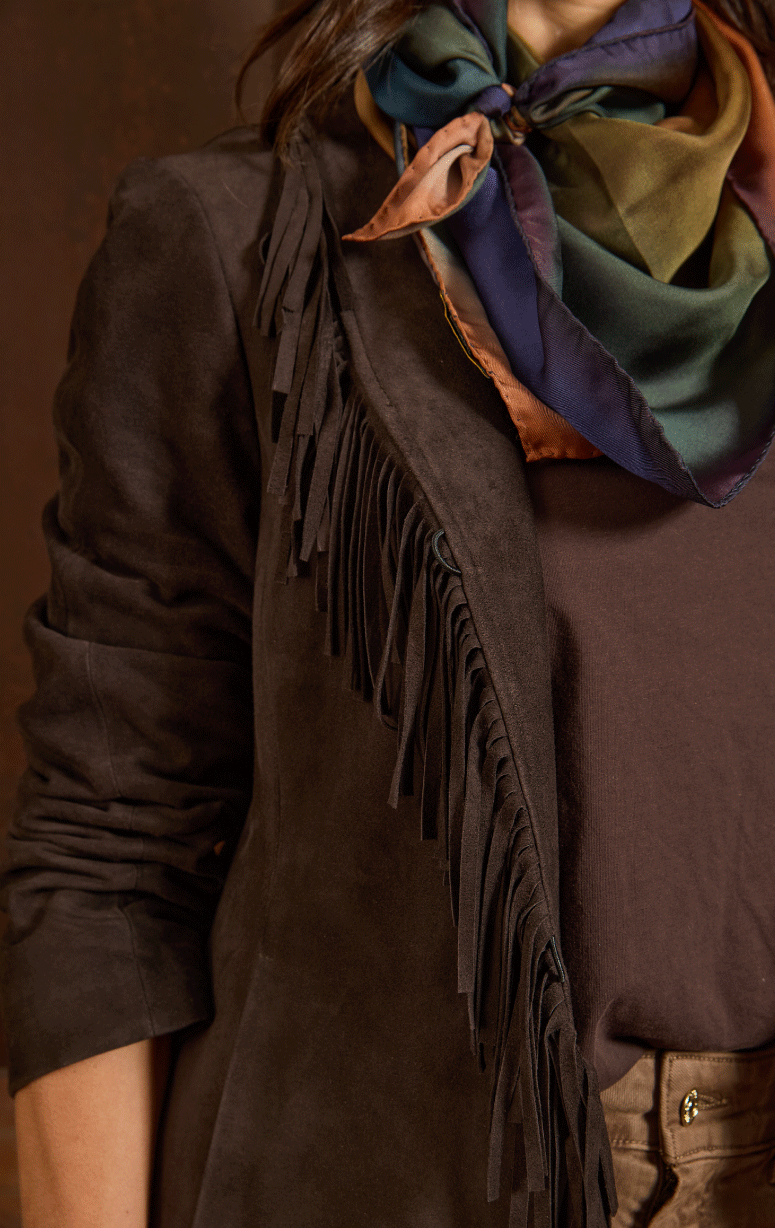 HISO- Suede Jacket with Fringe