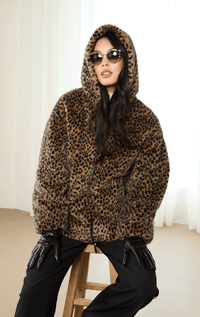 Nitia- Faux Fur Leopard Print Jacket - Barrington's