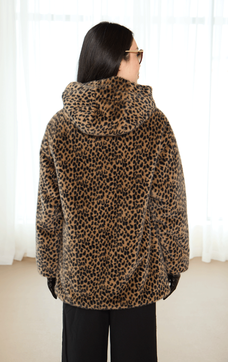 Nitia- Faux Fur Leopard Print Jacket - Barrington's
