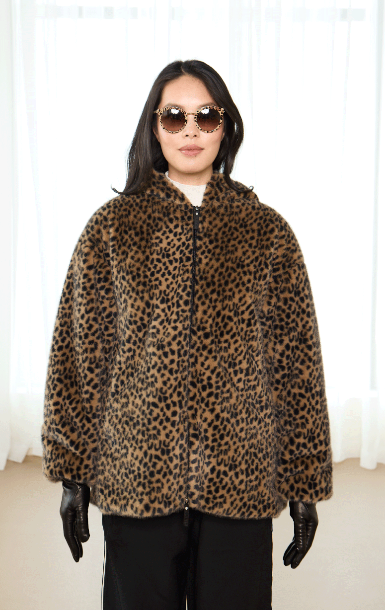 Nitia- Faux Fur Leopard Print Jacket - Barrington's