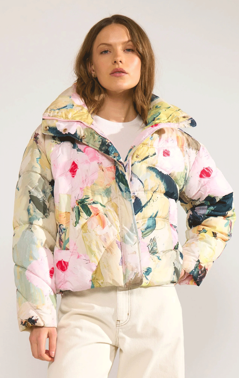 Numph- Abstract Print Puffer Jacket