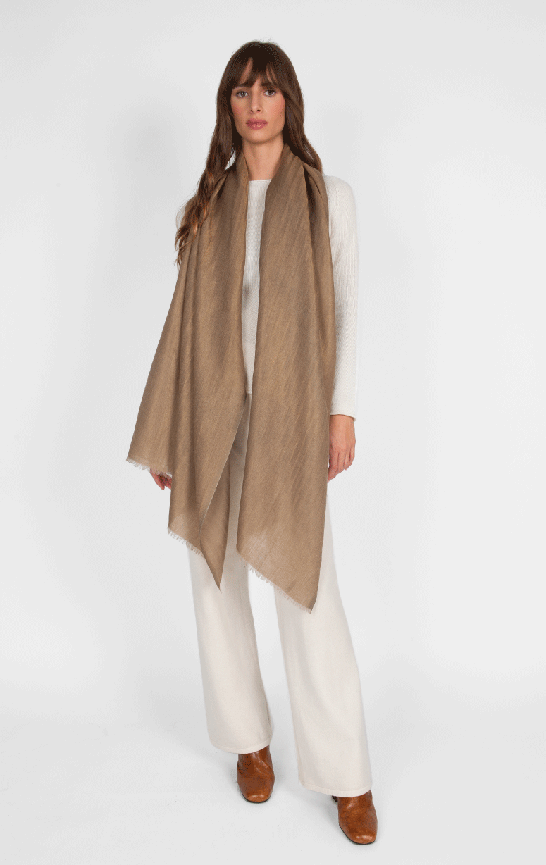Gaynor- Wool, Silk & Lurex Gold Scarf