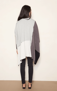 Colourblock Poncho with Blanket Stitch and Pom Poms - Barrington's