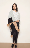 Colourblock Poncho with Blanket Stitch and Pom Poms - Barrington's