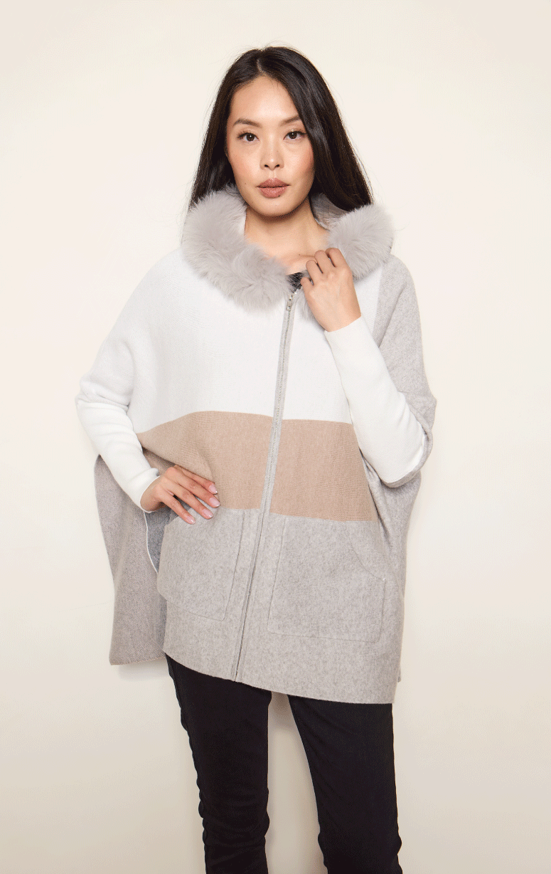 Poncho with Zip Front