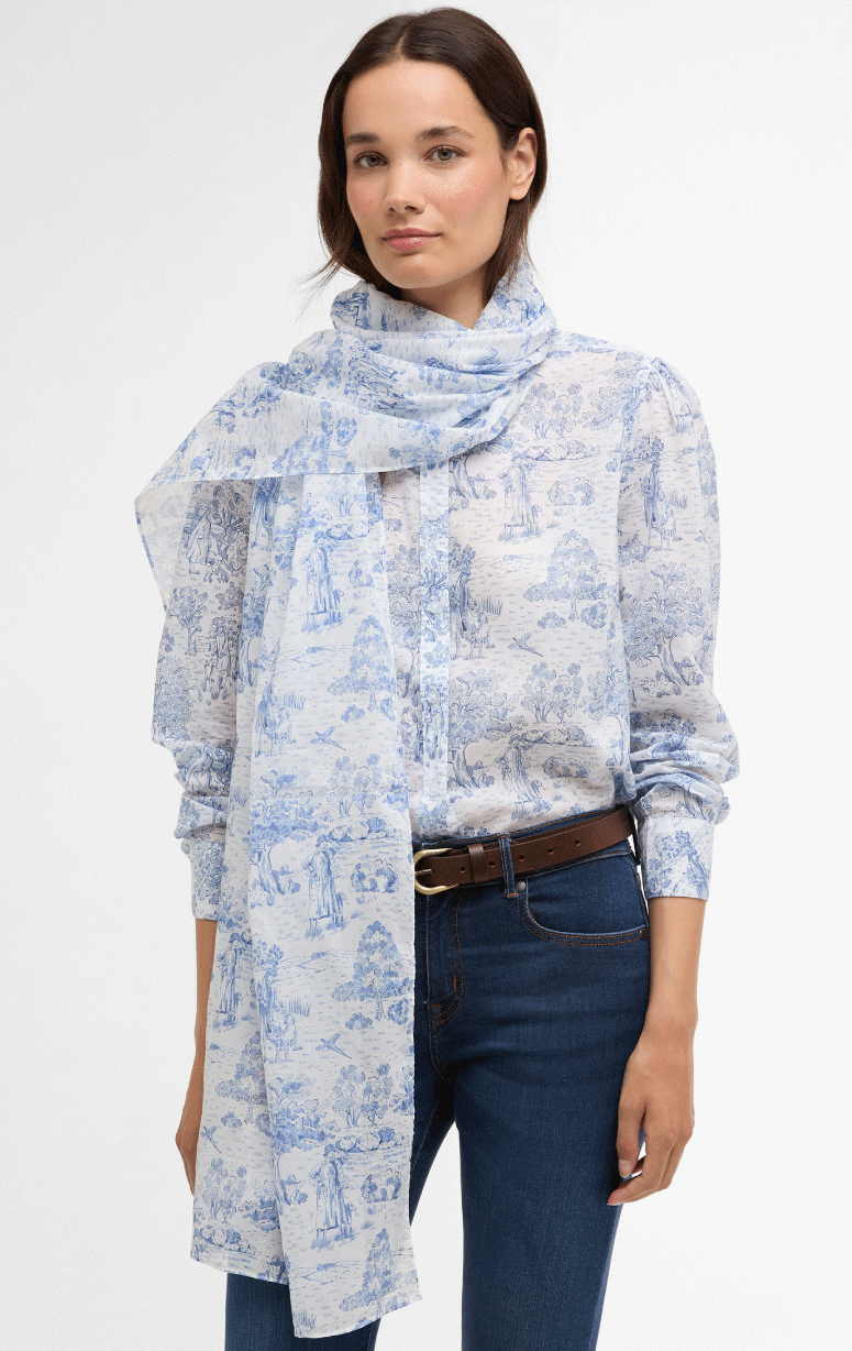 Barbour- Vintage Print Cotton Scarf - Barrington's