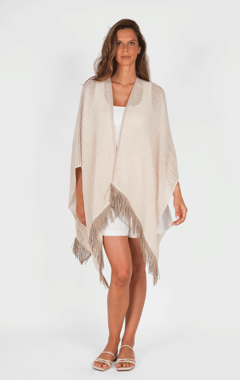 Gaynor- Knit Wrap with Fringe